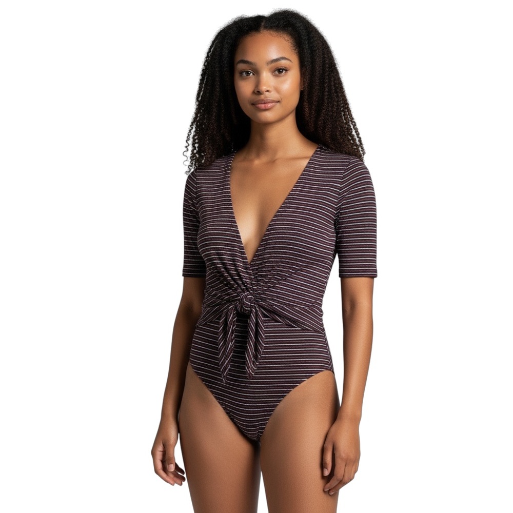 OUT FROM UNDER URBAN OUTFITTERS Woman’s Stripped Bodysuit with Tie Front size M
